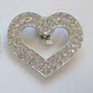 Vintage Woman's pair rhinestone Hearts dress Clips belt
